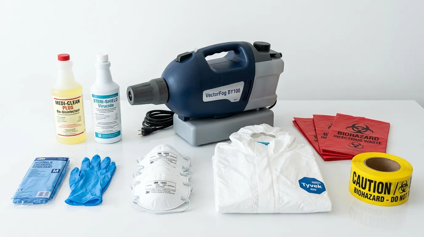 Professional biohazard remediation crew working in South Peabody